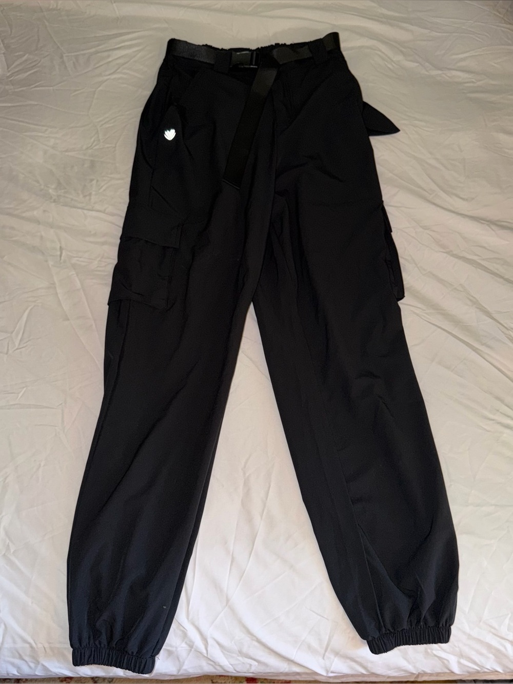 Forever 21 Black Cargo Joggers with Webbing Belt